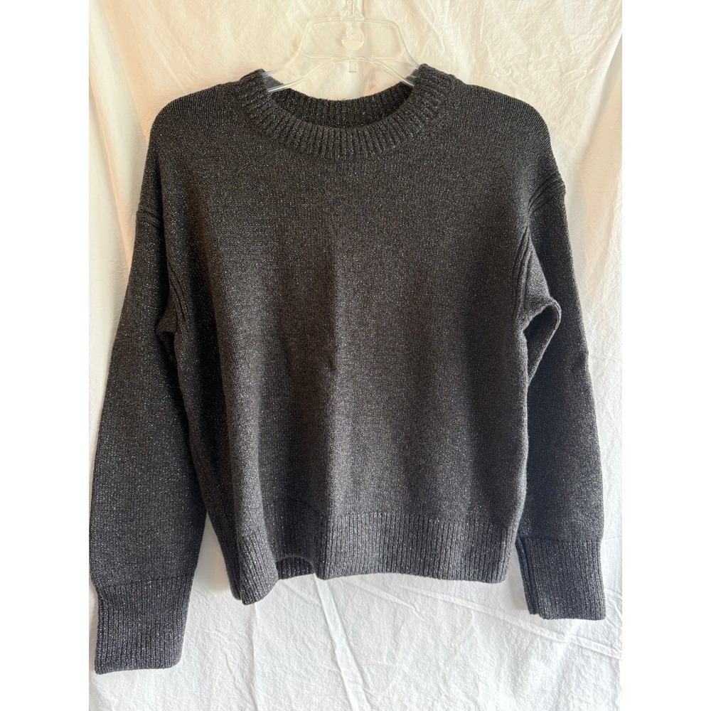 Banana Republic Womens Small Metallic Knit Sweater Charcoal Grey Silver Shimmer